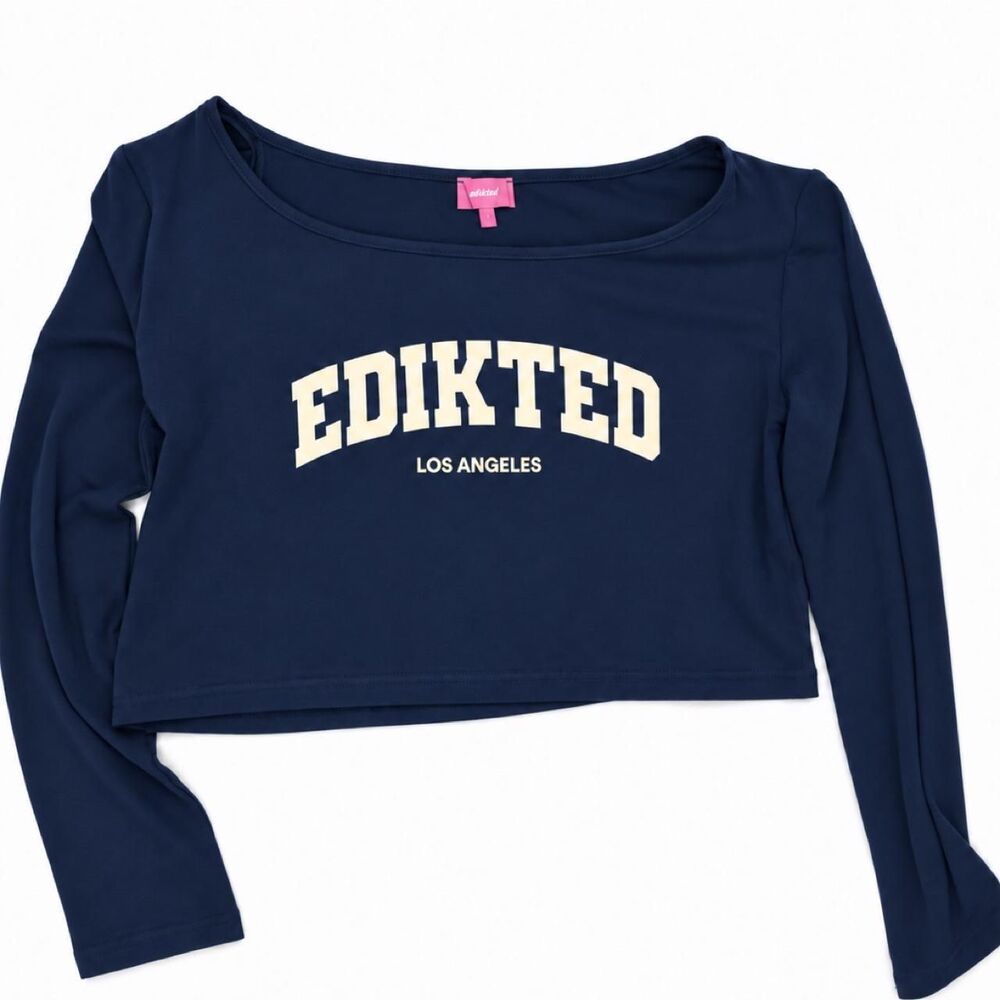 Edikted Women's Navy and Blue Crop-top